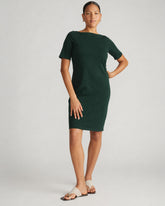 Belle Breton Stripe Jersey Dress - Solid Conifer
