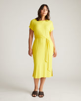 Belted Divine Jersey Dress - Yellow