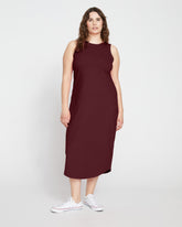 Cai High Neck Tank Dress - Black Cherry