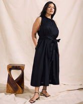 Adelaide Linen Blend Shirtdress - Black