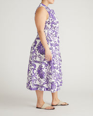 Adelaide Linen Blend Shirtdress - Purple Majolica Print