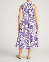 Adelaide Linen Blend Shirtdress - Purple Majolica Print