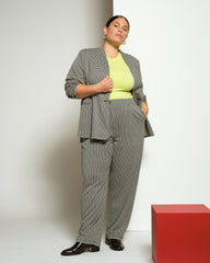 Audrey Relaxed Uniform Ponte Workpant - Black/White Houndstooth