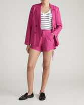 Coastal Linen Blend Shorts - Hyper Pink