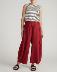 Cosma Barrel Leg Linen Blend Pants - Vibrant Red