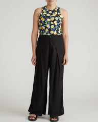 Cai High Neck Tank - Black Limoncello Print