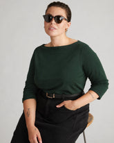 Belle Breton Stripe Jersey Tee - Solid Conifer