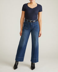Carey Ribbed Sweetheart Tee - Navy