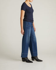Carey Ribbed Sweetheart Tee - Navy