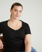 Carey Ribbed Sweetheart Tee - Black