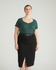 Carey Ribbed Sweetheart Tee - Conifer