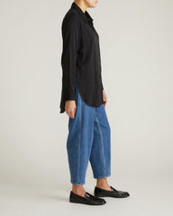 Cooling Stretch Cupro Oversized Artist Shirt - Black