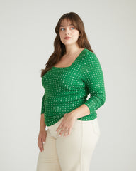 Agatha Liquid Jersey Top - Galactic Print in Green