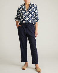Avalon Linen Blend Blouse - Geometrica Print