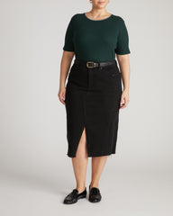 Classic Ribbed Tee - Forest Green/Striped Trim