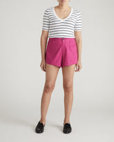 Classic V-Neck Ribbed Tee - Nautical Navy Stripe