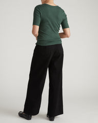 Classic V-Neck Ribbed Tee - Conifer