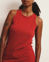 Cai High Neck Tank Dress - Ruby Red