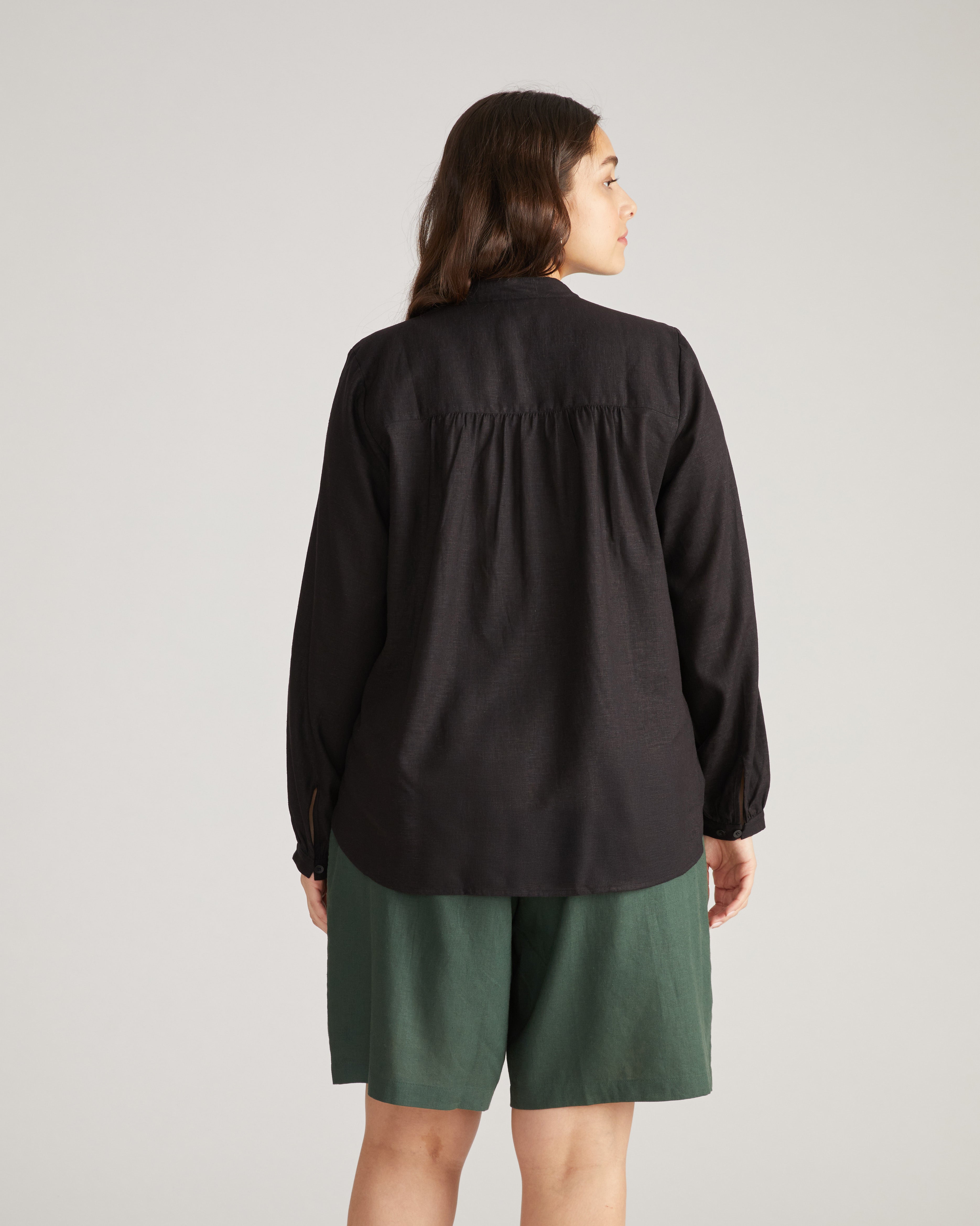 Avalon Linen Blend Blouse - Black