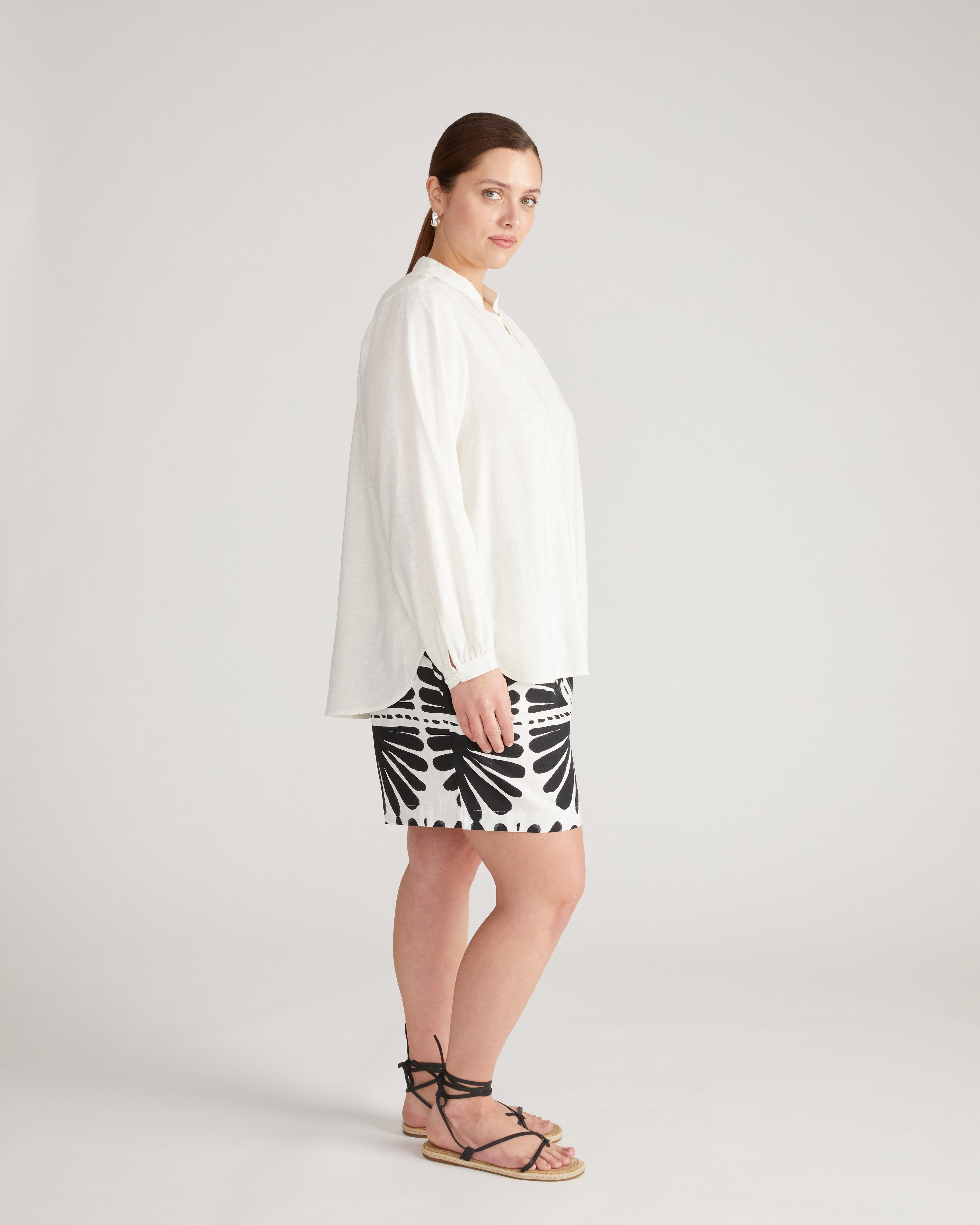 Avalon Linen Blend Blouse - Natural White