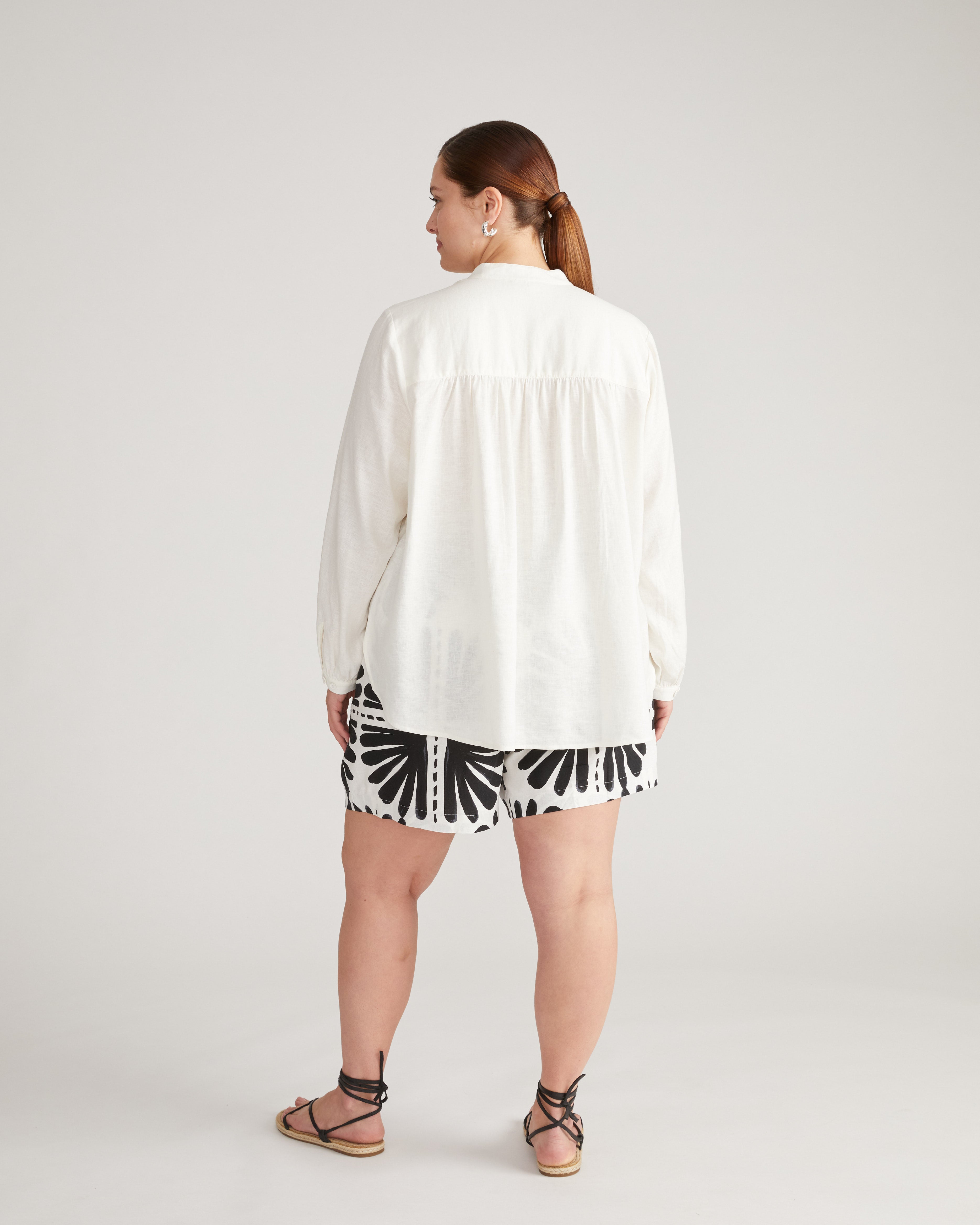 Avalon Linen Blend Blouse - Natural White