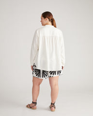 Avalon Linen Blend Blouse - Natural White