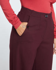 Audrey Relaxed Uniform Ponte Workpant - Black Cherry