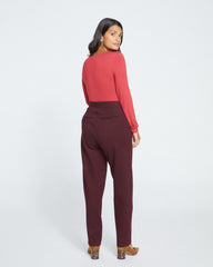 Audrey Relaxed Uniform Ponte Workpant - Black Cherry