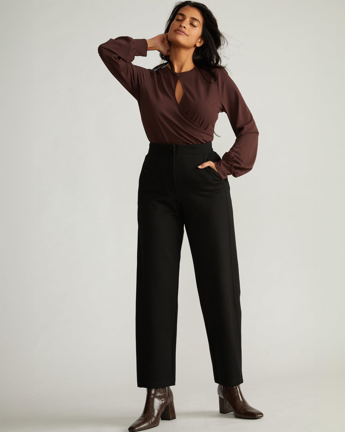 Audrey Relaxed Uniform Ponte Workpant - Black