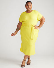 Belted Divine Jersey Dress - Yellow