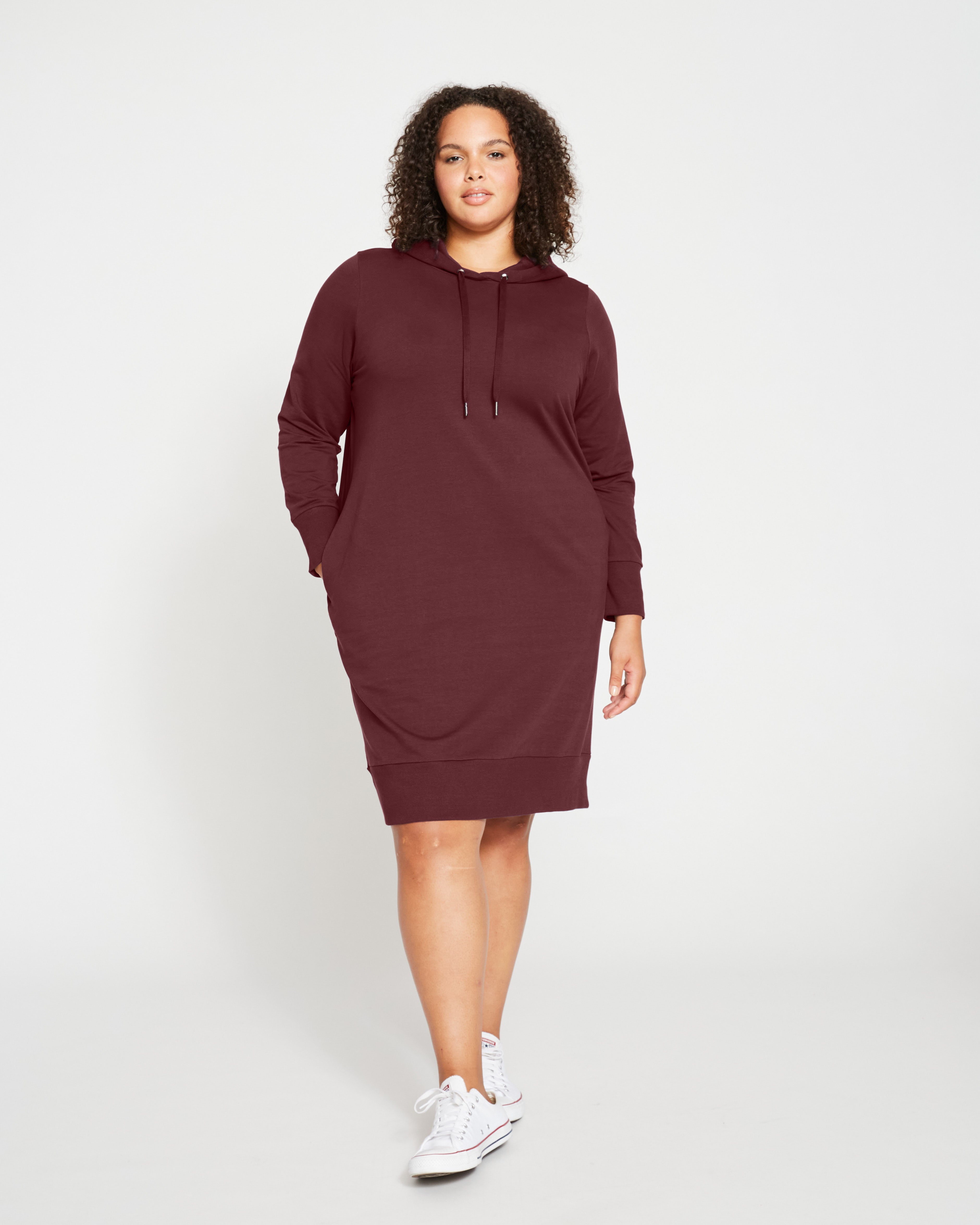 Bree Hooded Sweatshirt Dress - Black Cherry