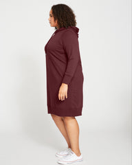Bree Hooded Sweatshirt Dress - Black Cherry