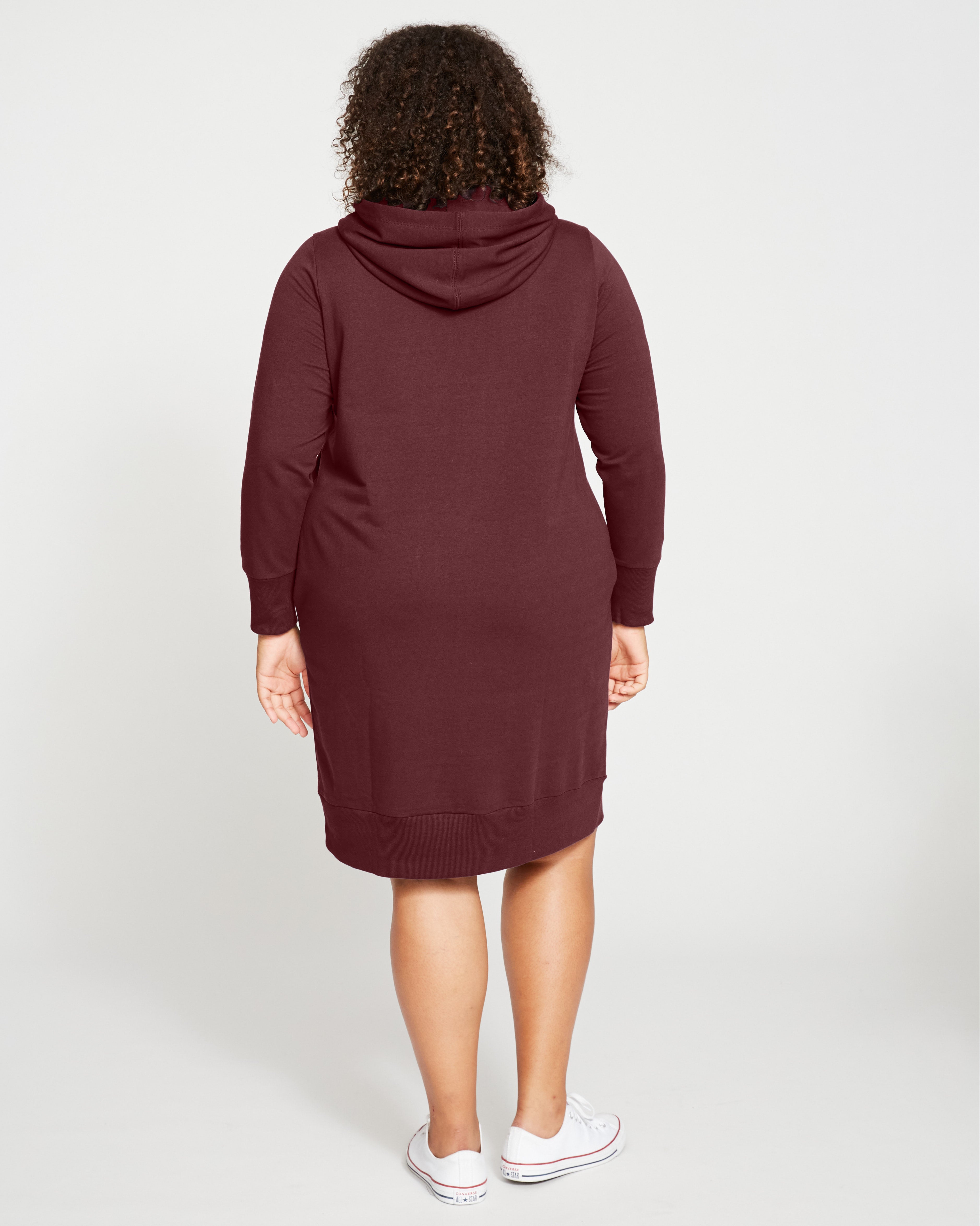 Bree Hooded Sweatshirt Dress - Black Cherry