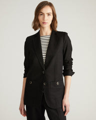 Coastal Linen Blend Blazer - Black