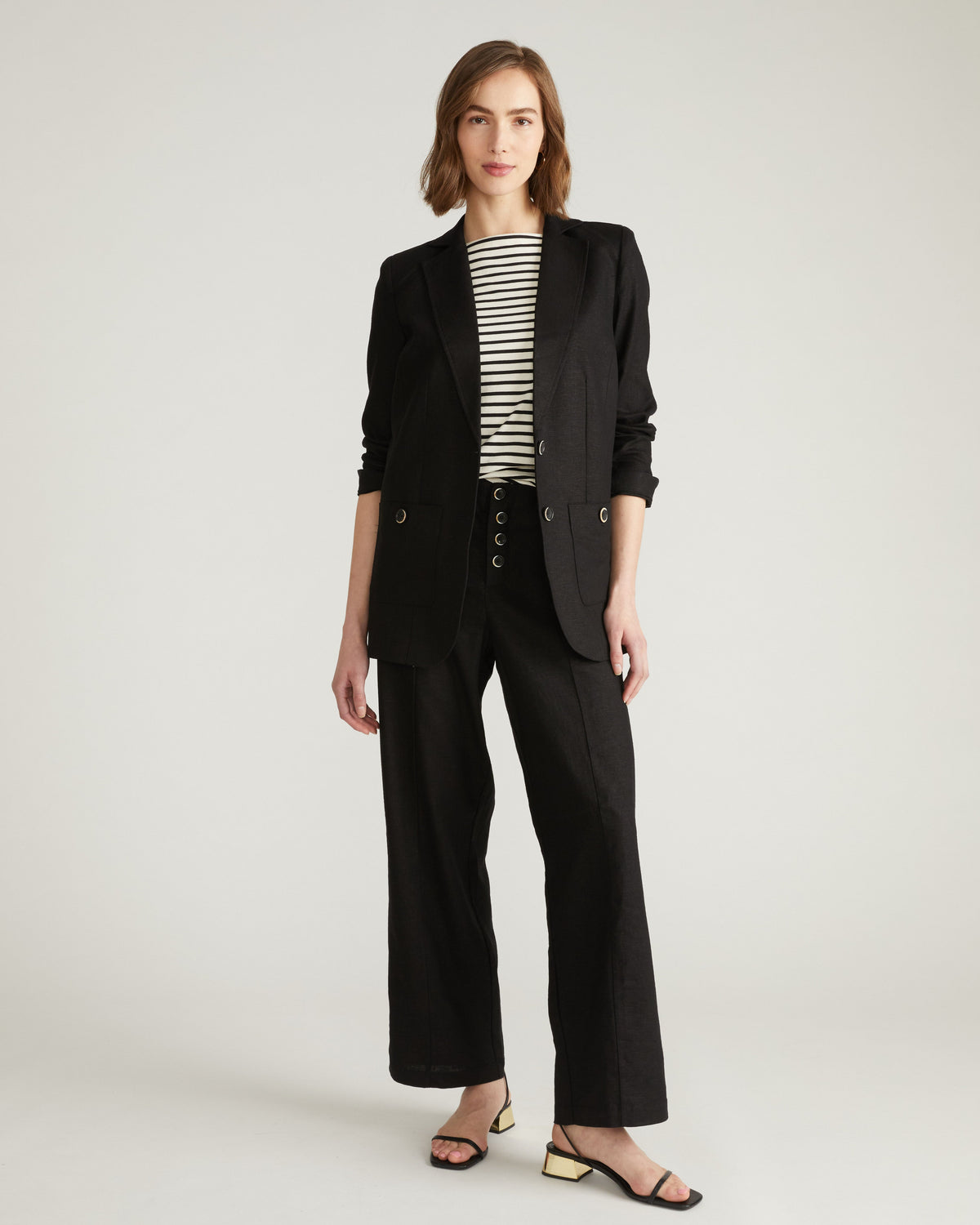 Coastal Linen Blend Pants - Black