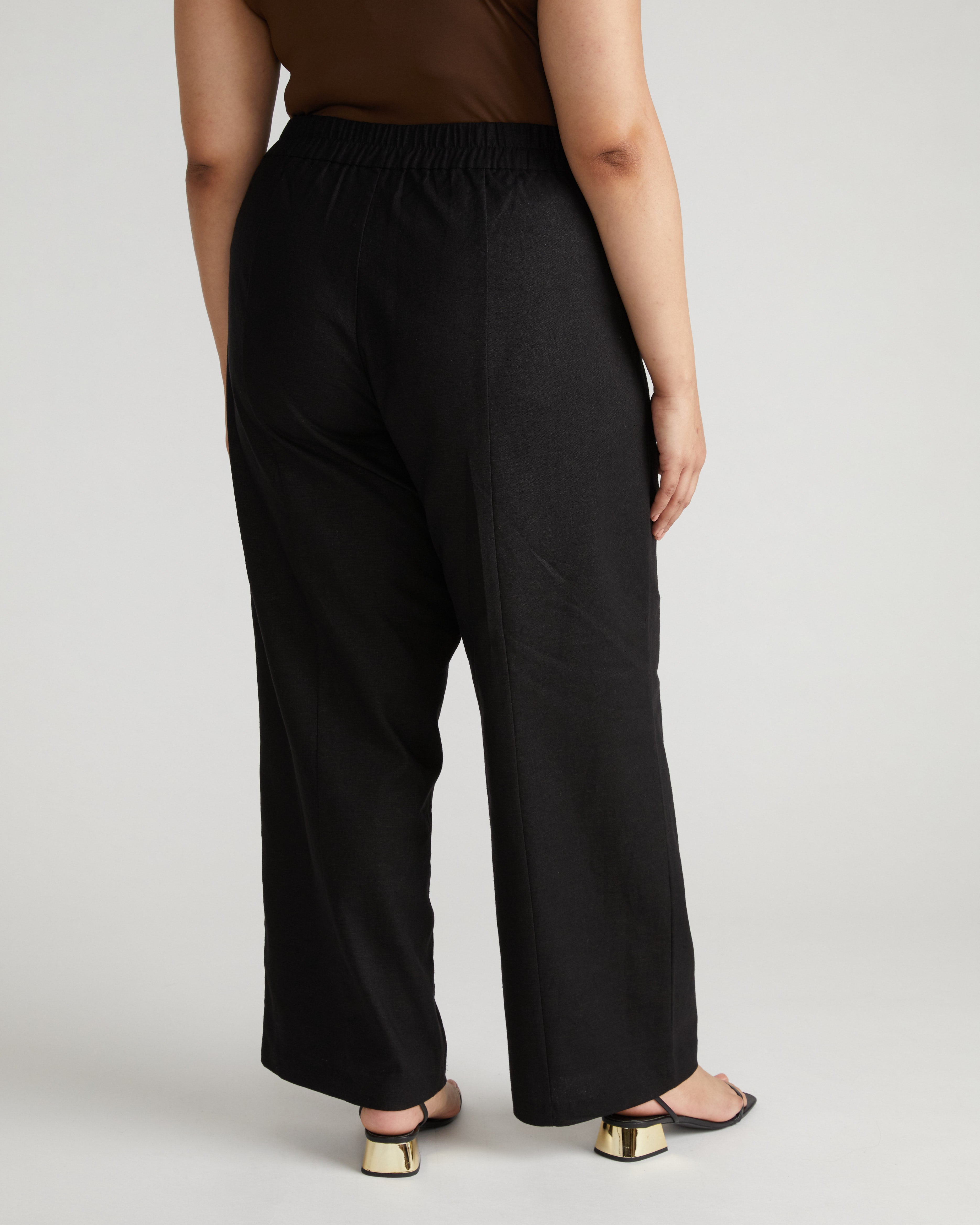 Coastal Linen Blend Pants - Black