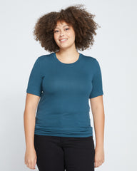 Cloud Rib Short Sleeve Crew Neck Tee - Deep Sea