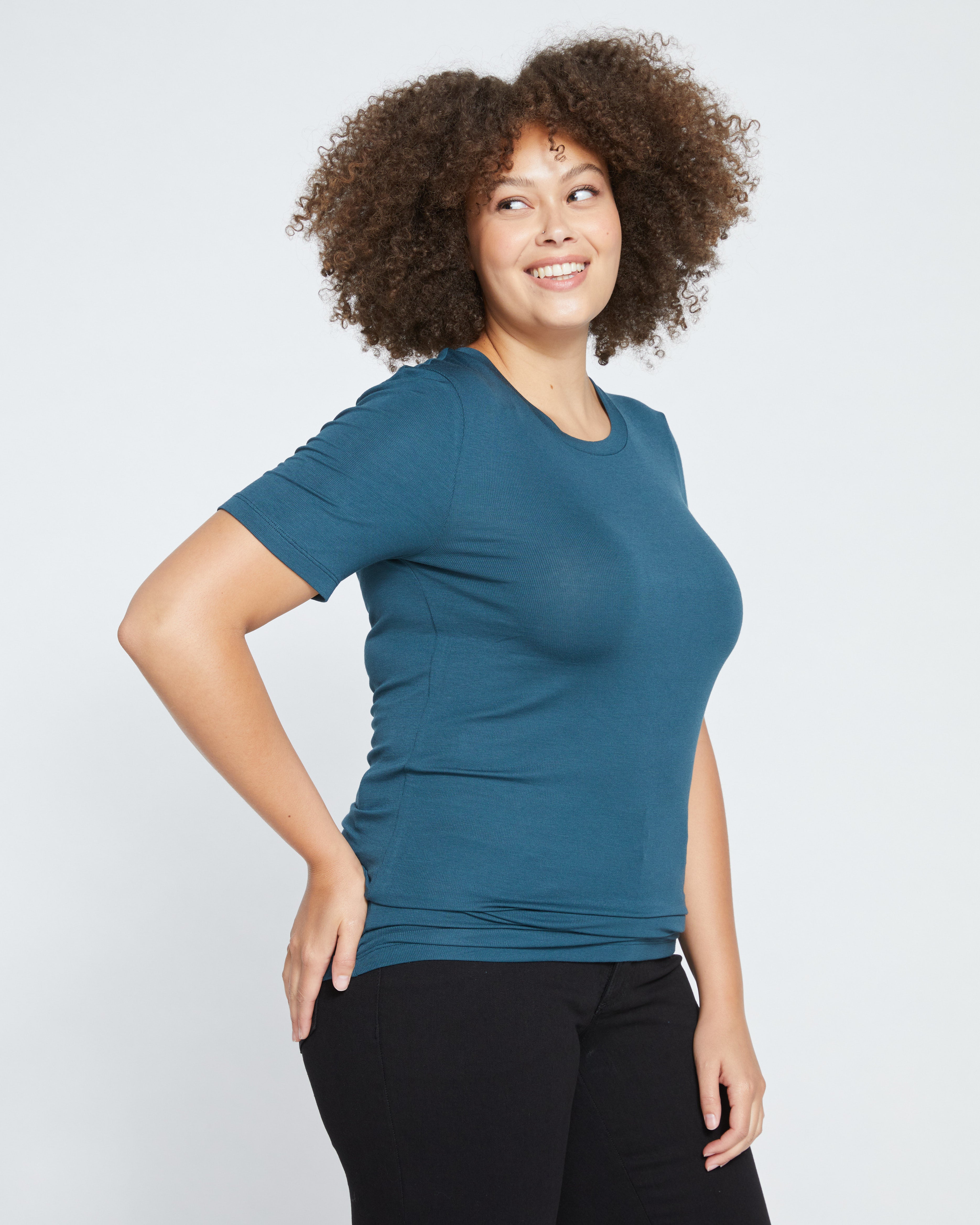 Cloud Rib Short Sleeve Crew Neck Tee - Deep Sea