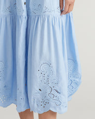 Alix Embroidered Linen Blend Shirtdress - Cielo Blue