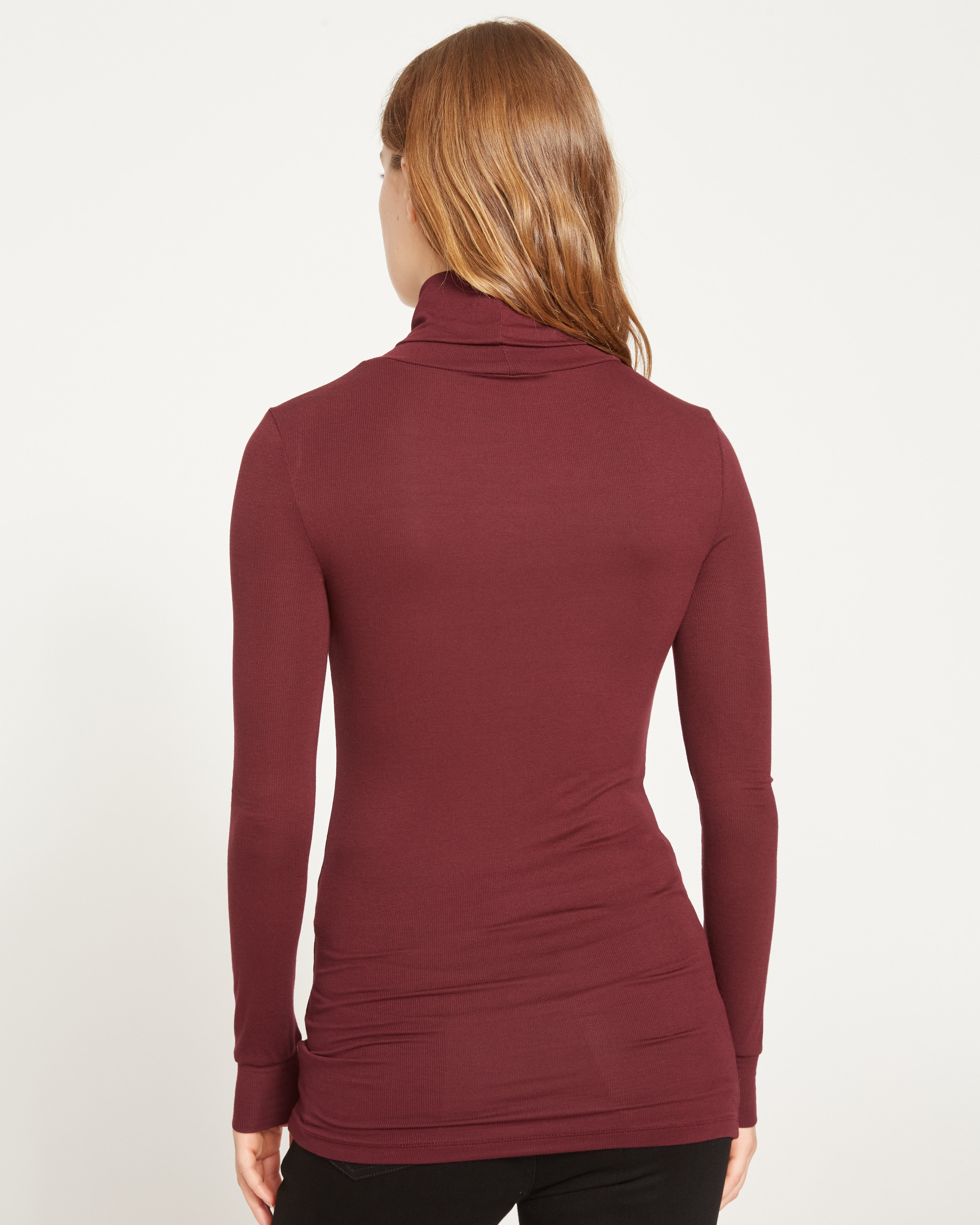 Cloud Rib Turtleneck - Black Cherry