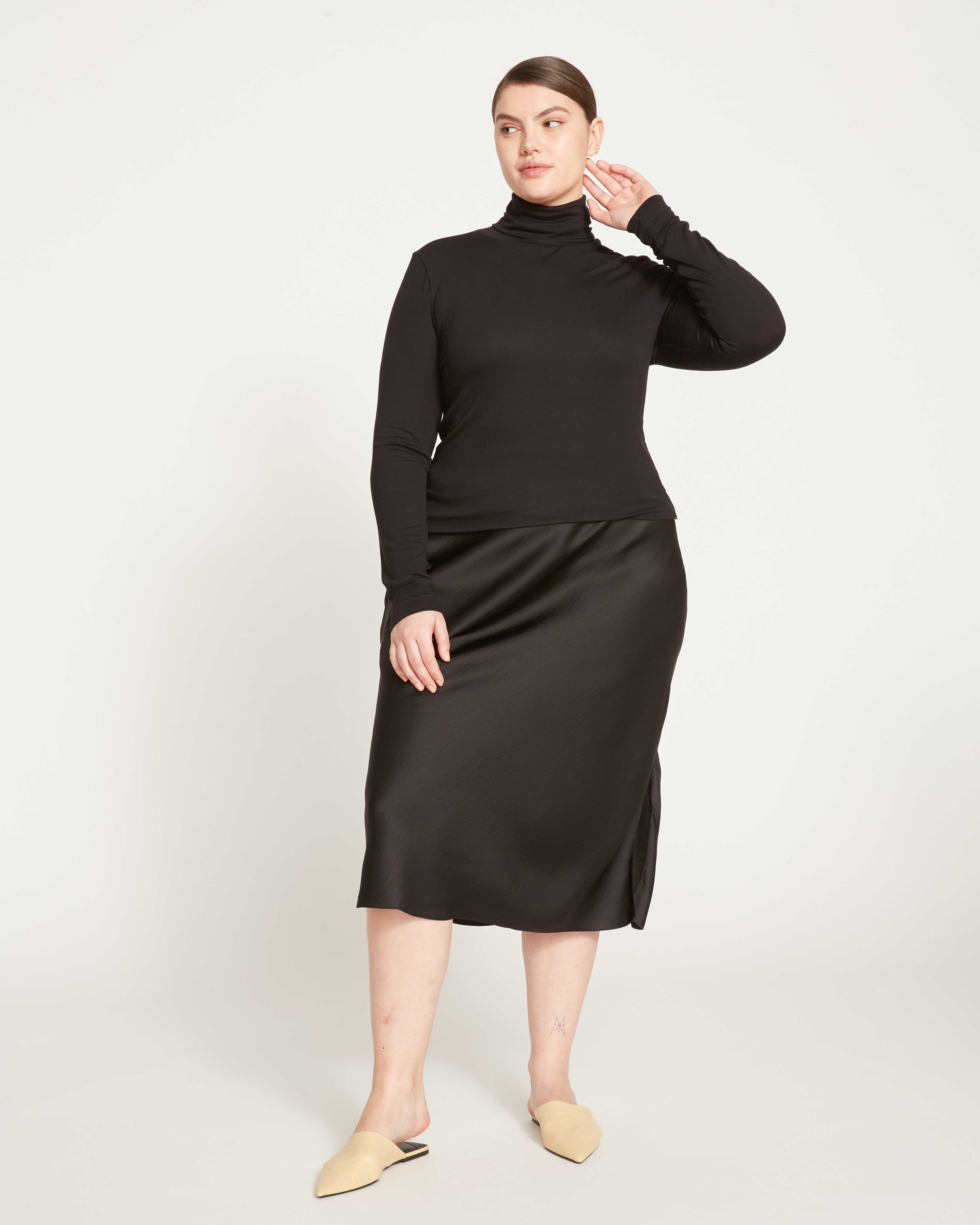 Cloud Rib Turtleneck - Black