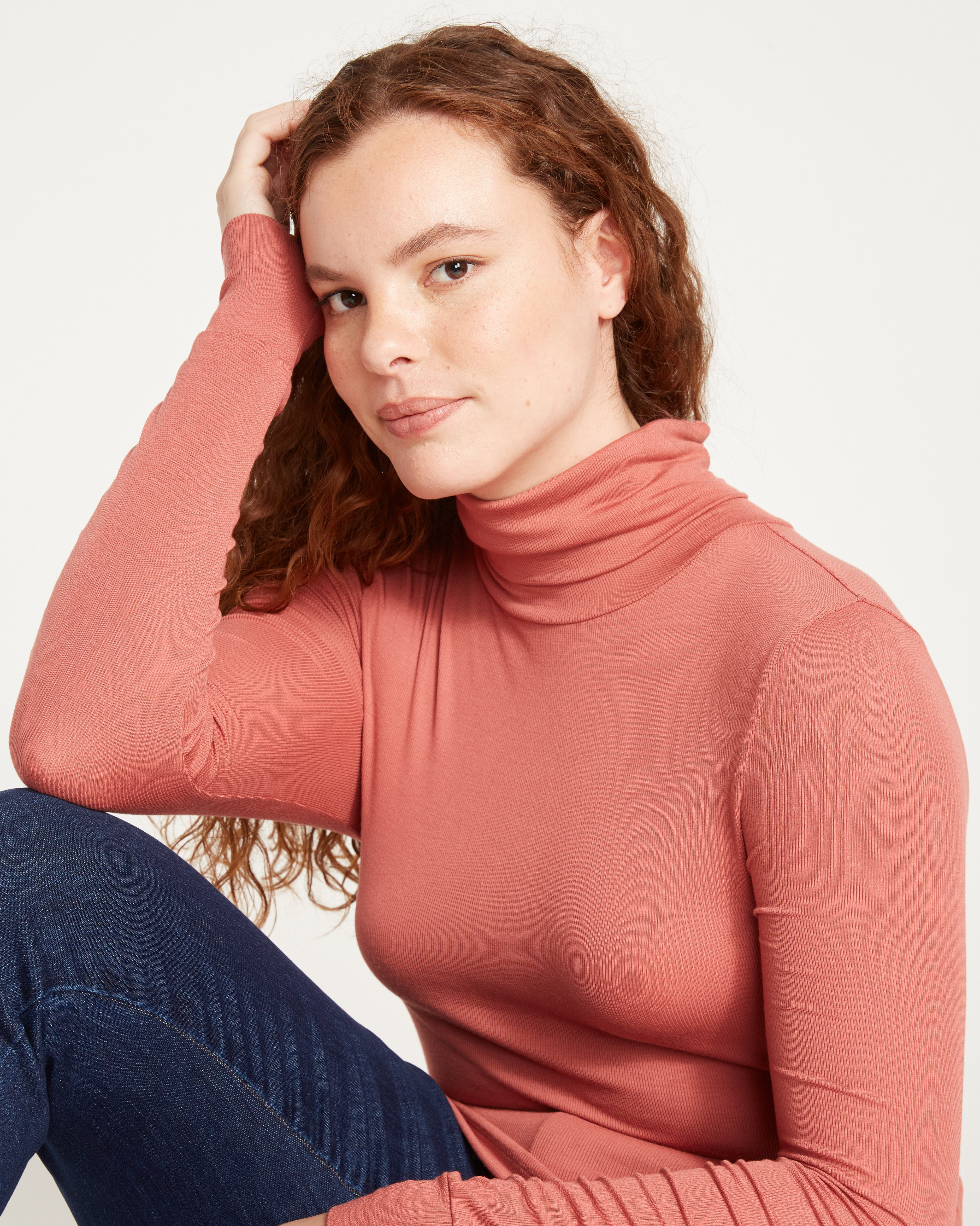 Cloud Rib Turtleneck - Terracotta