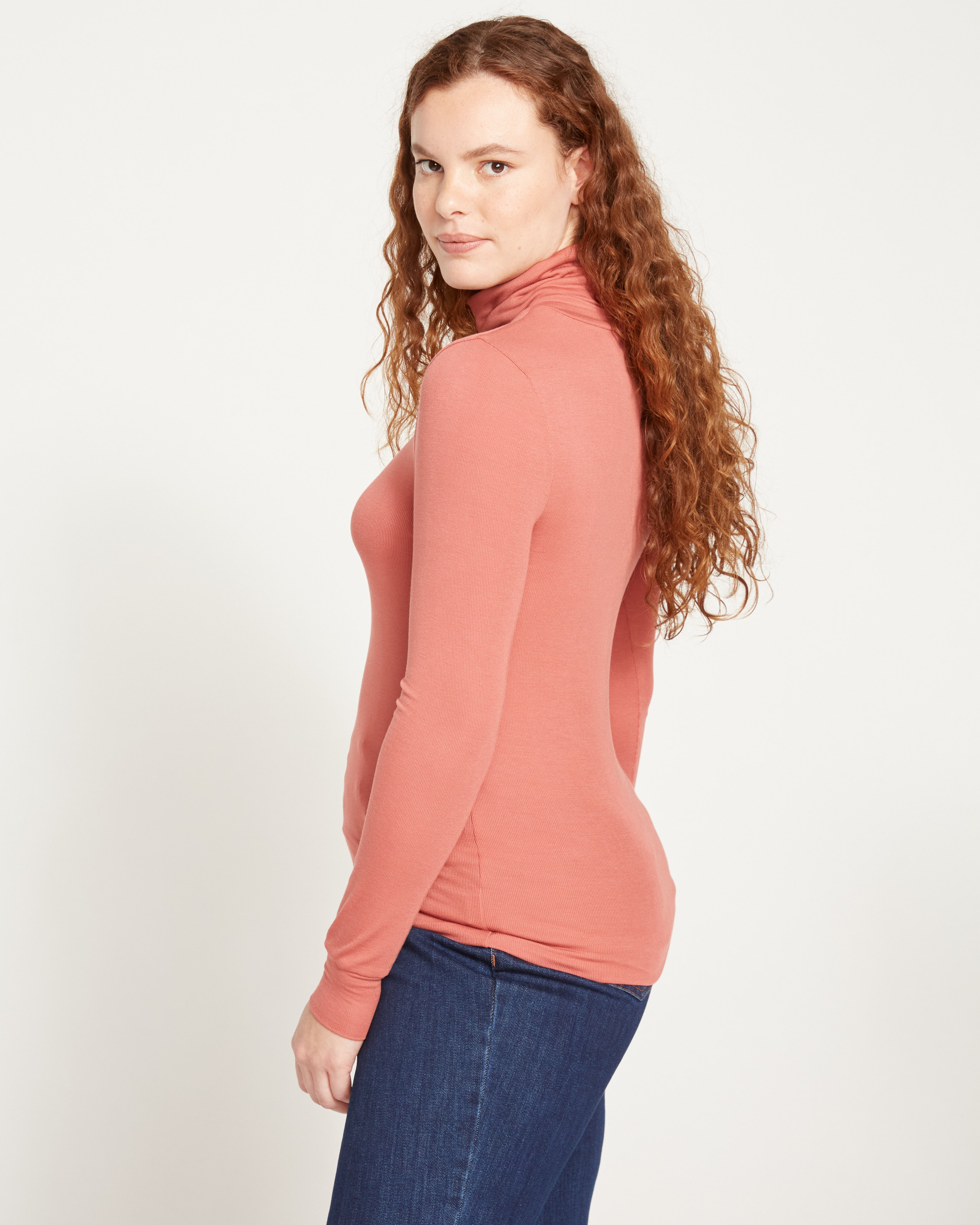 Cloud Rib Turtleneck - Terracotta