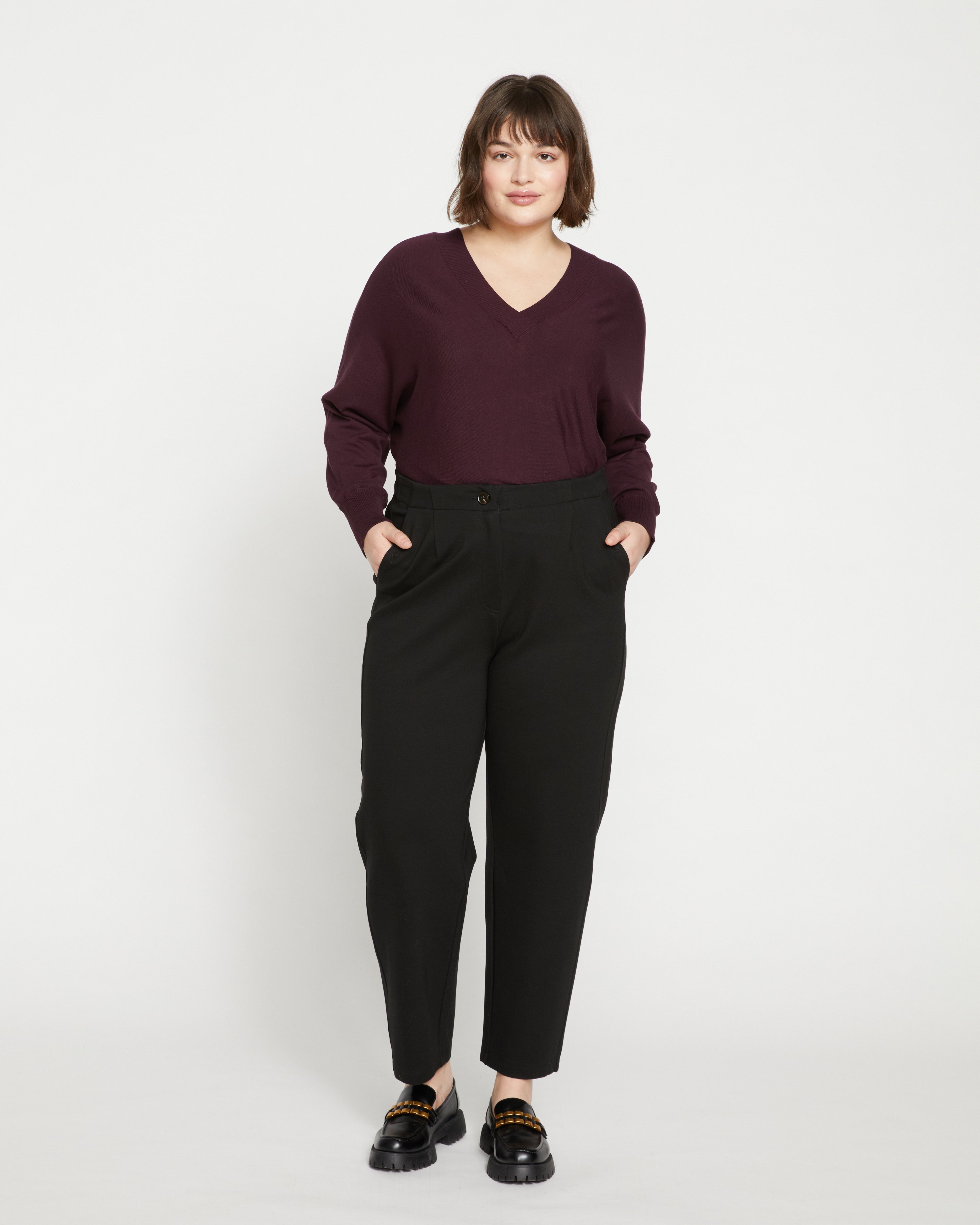 Audrey Relaxed Uniform Ponte Workpant - Black