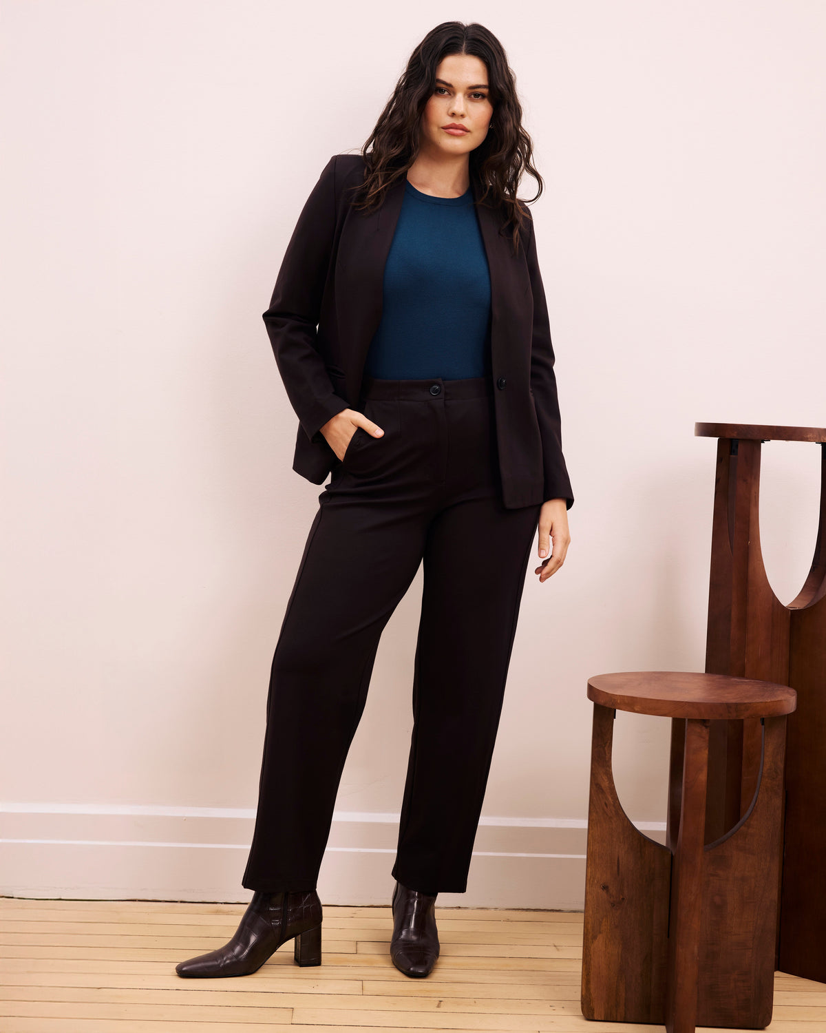 Audrey Relaxed Uniform Ponte Workpant - Espresso