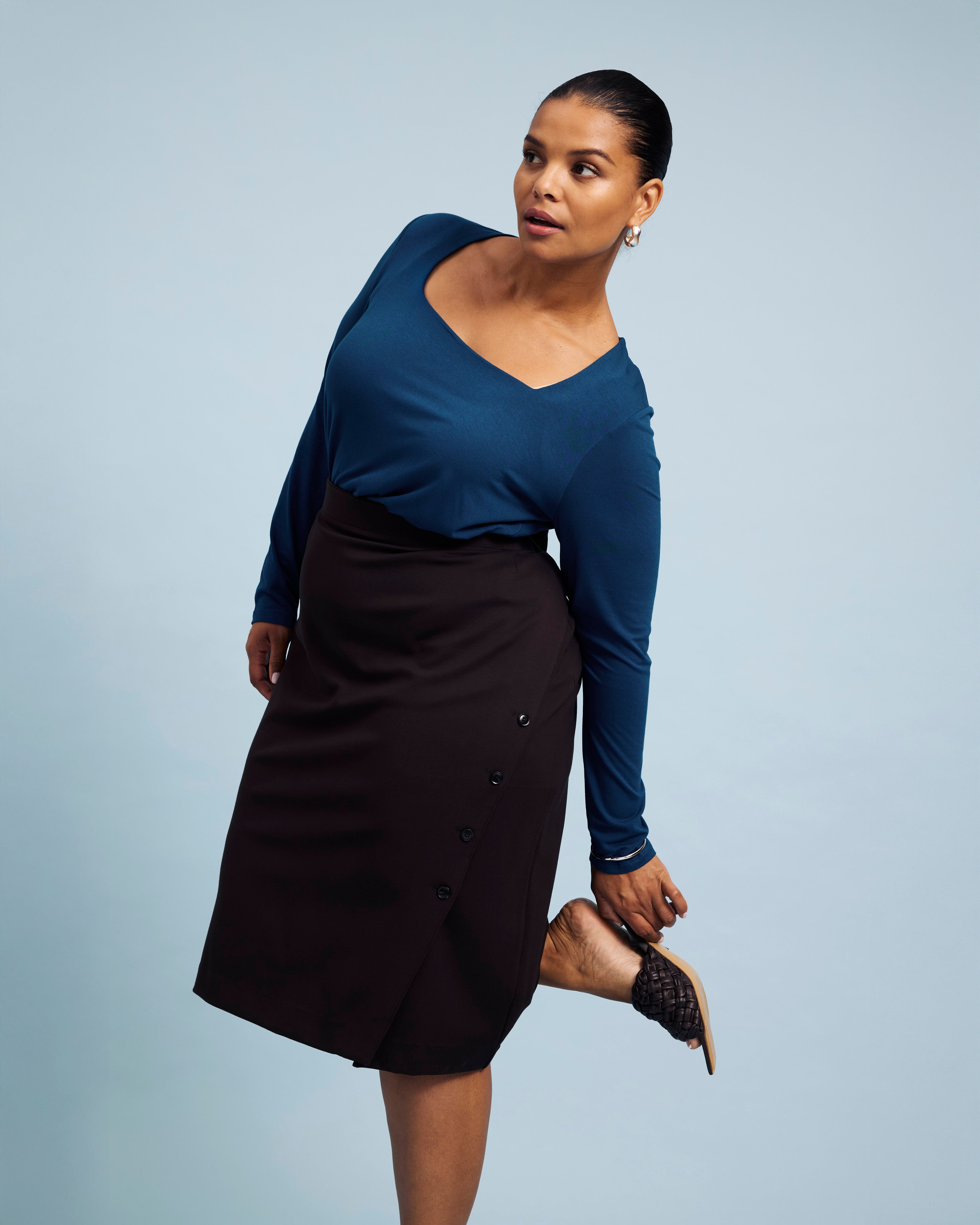 Agatha Liquid Jersey Top - Deep Teal