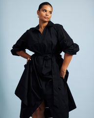 Claire Stretch Poplin Shirtdress - Black