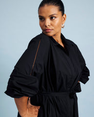 Claire Stretch Poplin Shirtdress - Black