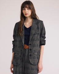 4 Pocket Ponte Blazer - British Plaid