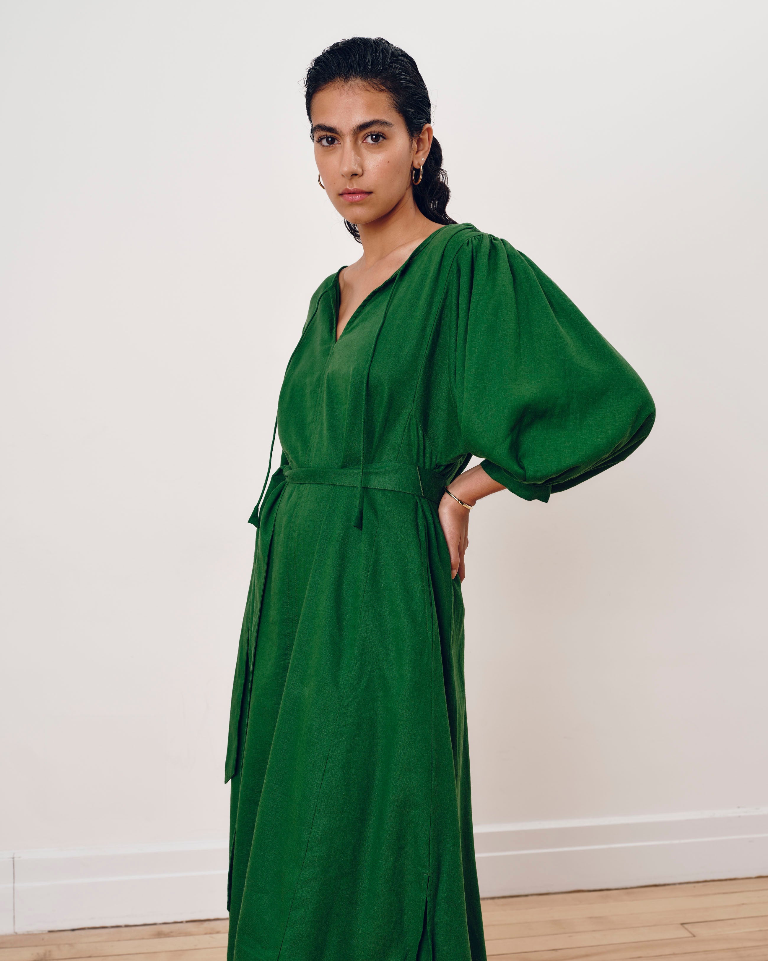Amparo Linen Blend Dress - Jardin